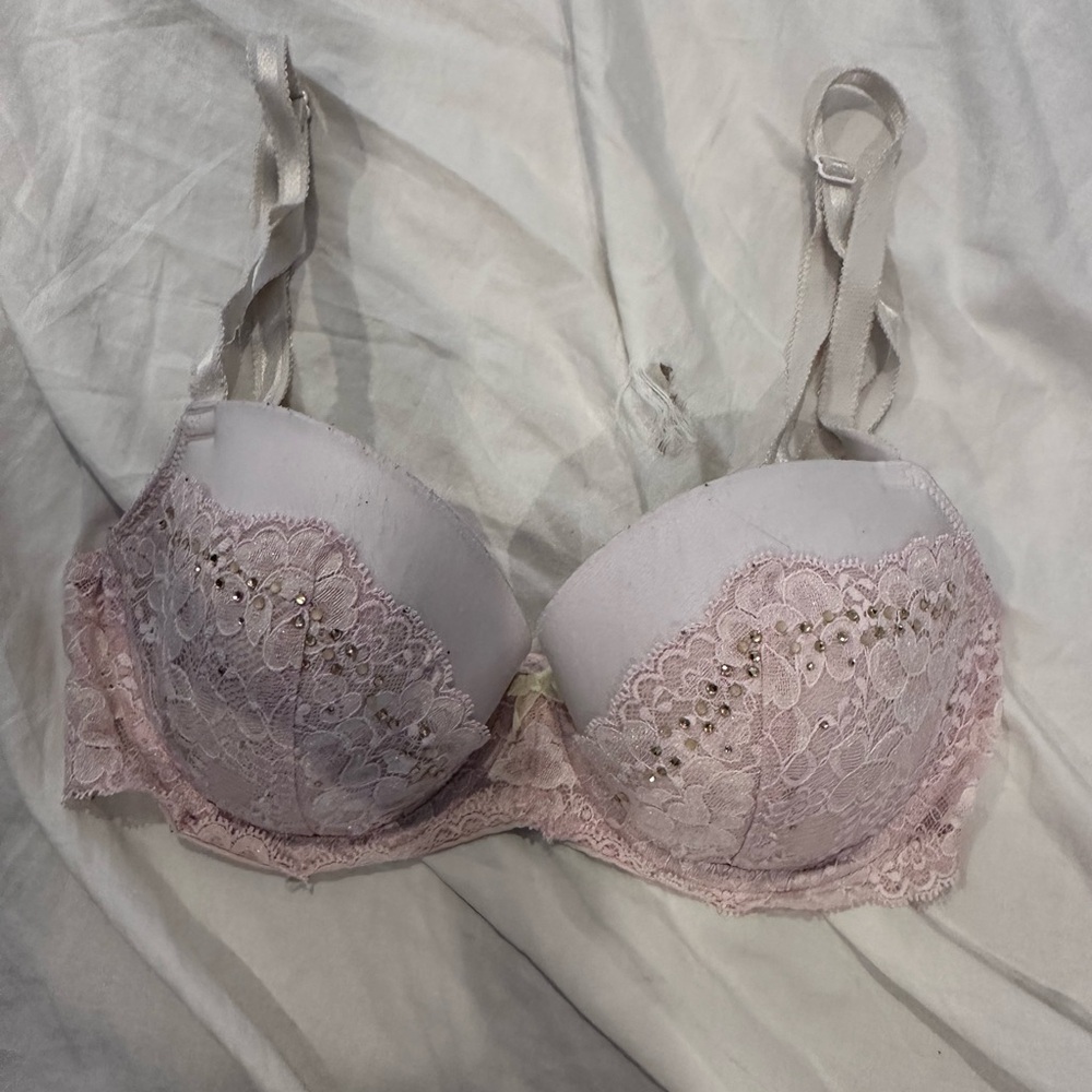 Victoria Secret Pink Bejeweled and Sparkly Lace Bra
